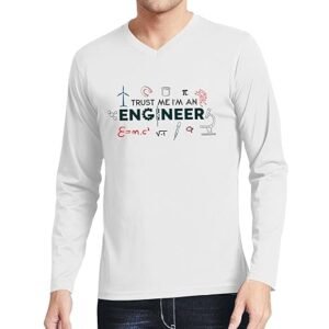 OPLU Men's Regular Fit I Am Engineer Cotton Printed V-Neck